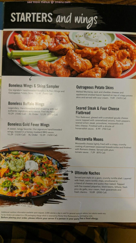99 Restaurant Nutritional Information Besto Blog