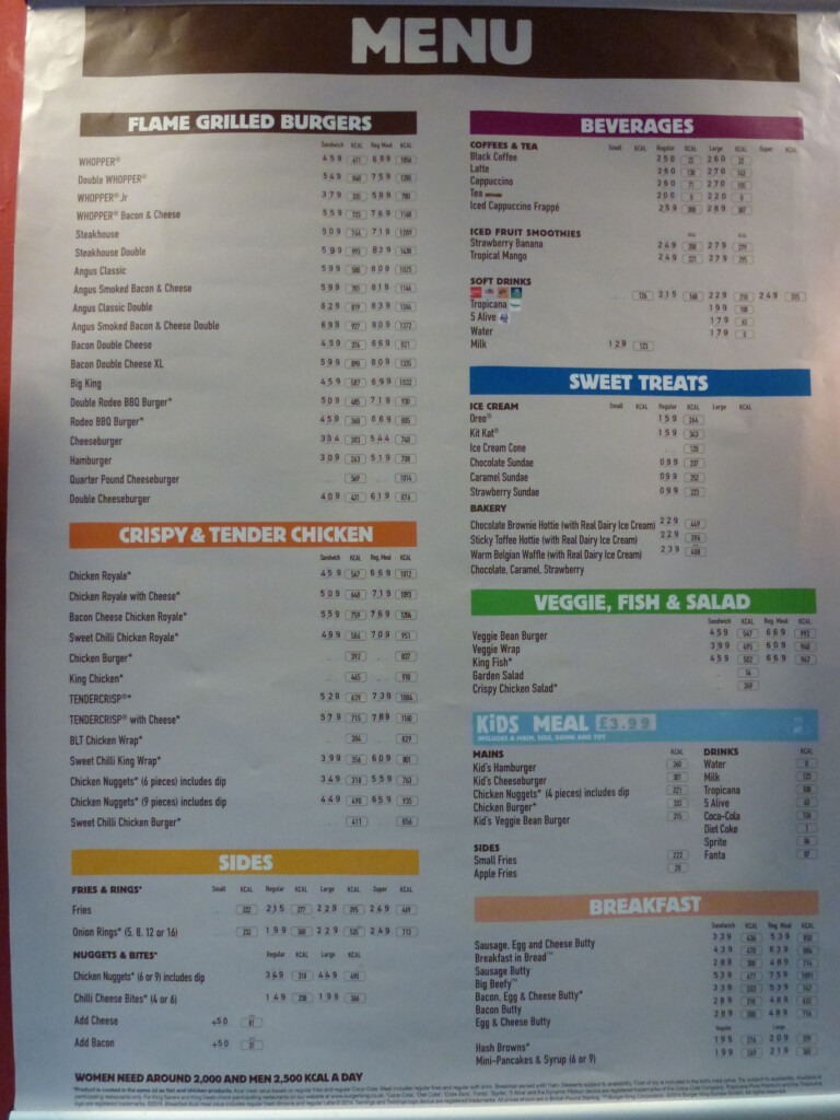 Burger King Nutritional Information Uk Besto Blog