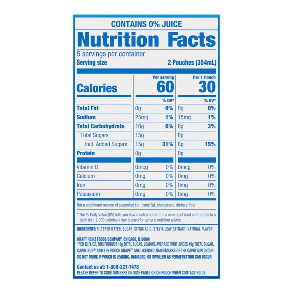 Capri Sun Roarin Waters Nutrition Facts Besto Blog