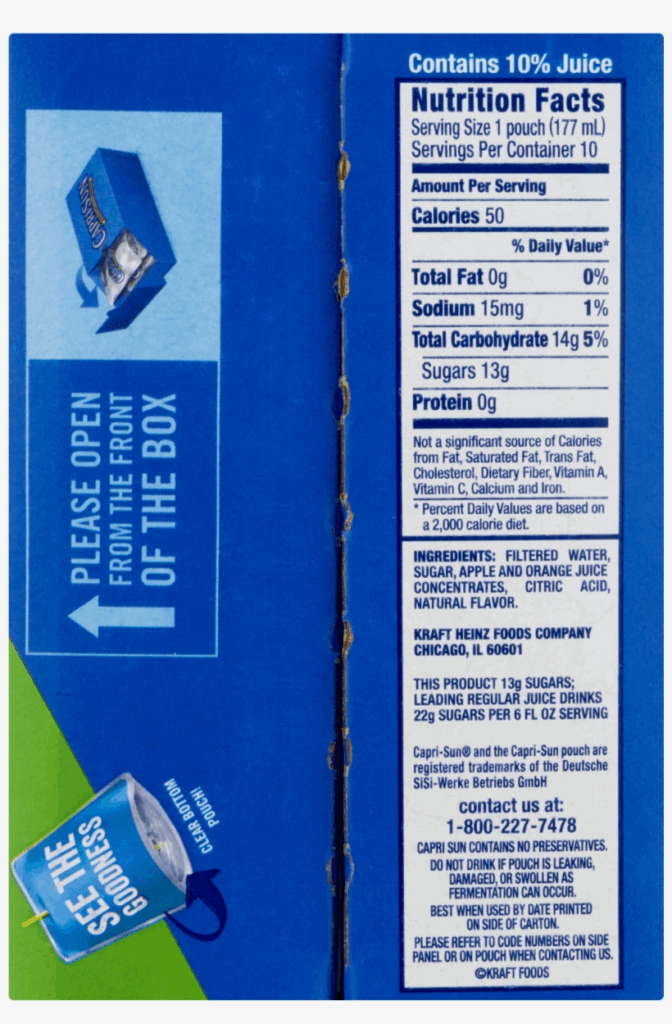 Capri Sun Roarin Waters Nutrition Facts Besto Blog