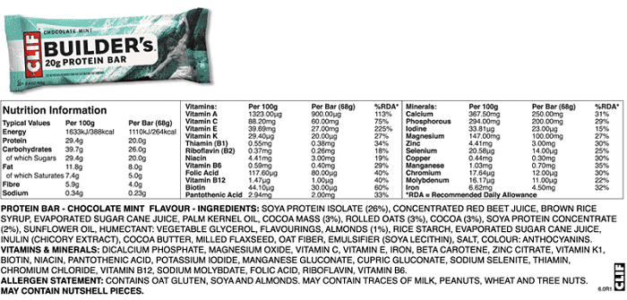 Clif Builder Bars Nutrition Information Nutrition Pics