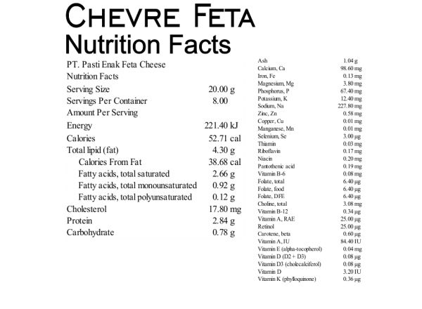 Cow Milk Feta Cheese Keju Feta PT Pasti Enak