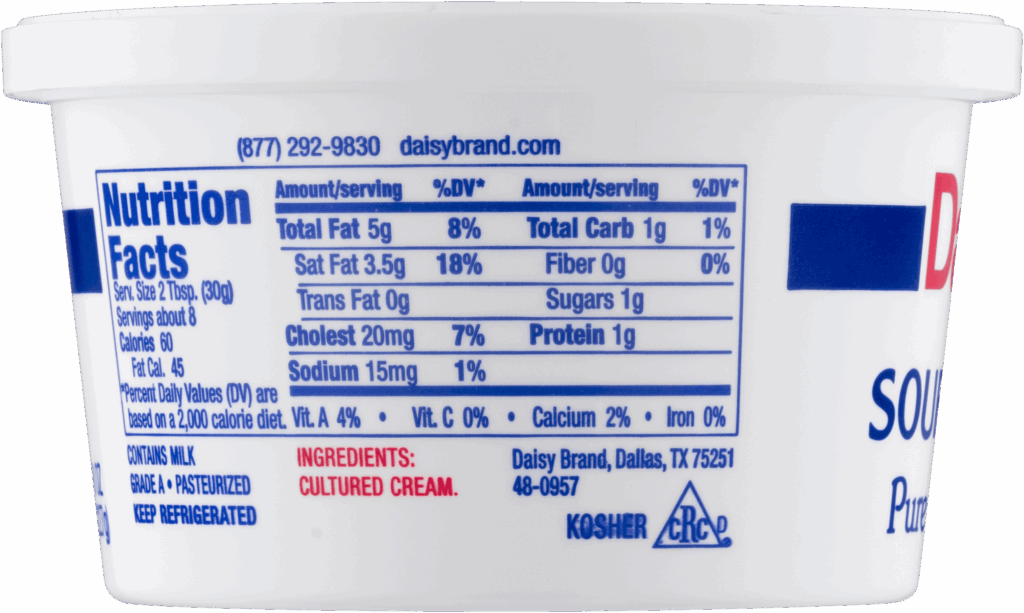 Daisy Sour Cream Nutritional Information Besto Blog