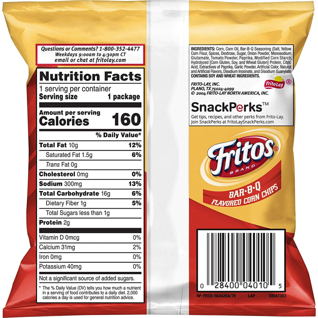 Frito Lay Corn Chips Nutritional Information Besto Blog