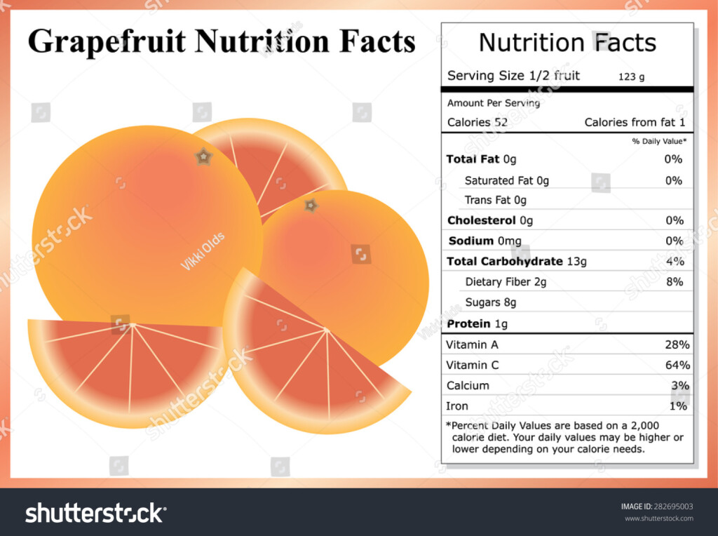 Grapefruit Nutrition Facts Stock Vector Royalty Free 282695003