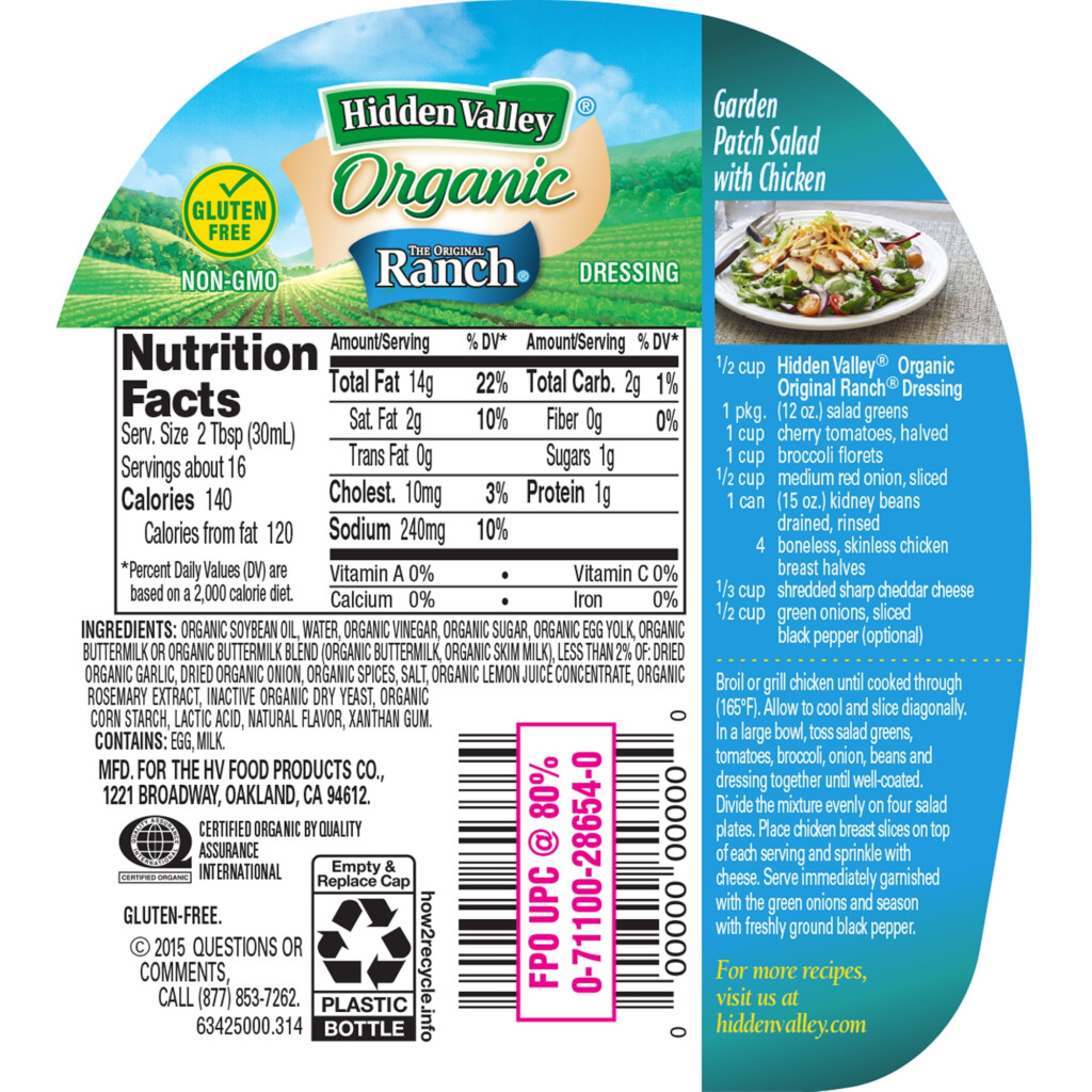 Hidden Valley Ranch Dressing Nutritional Information Besto Blog