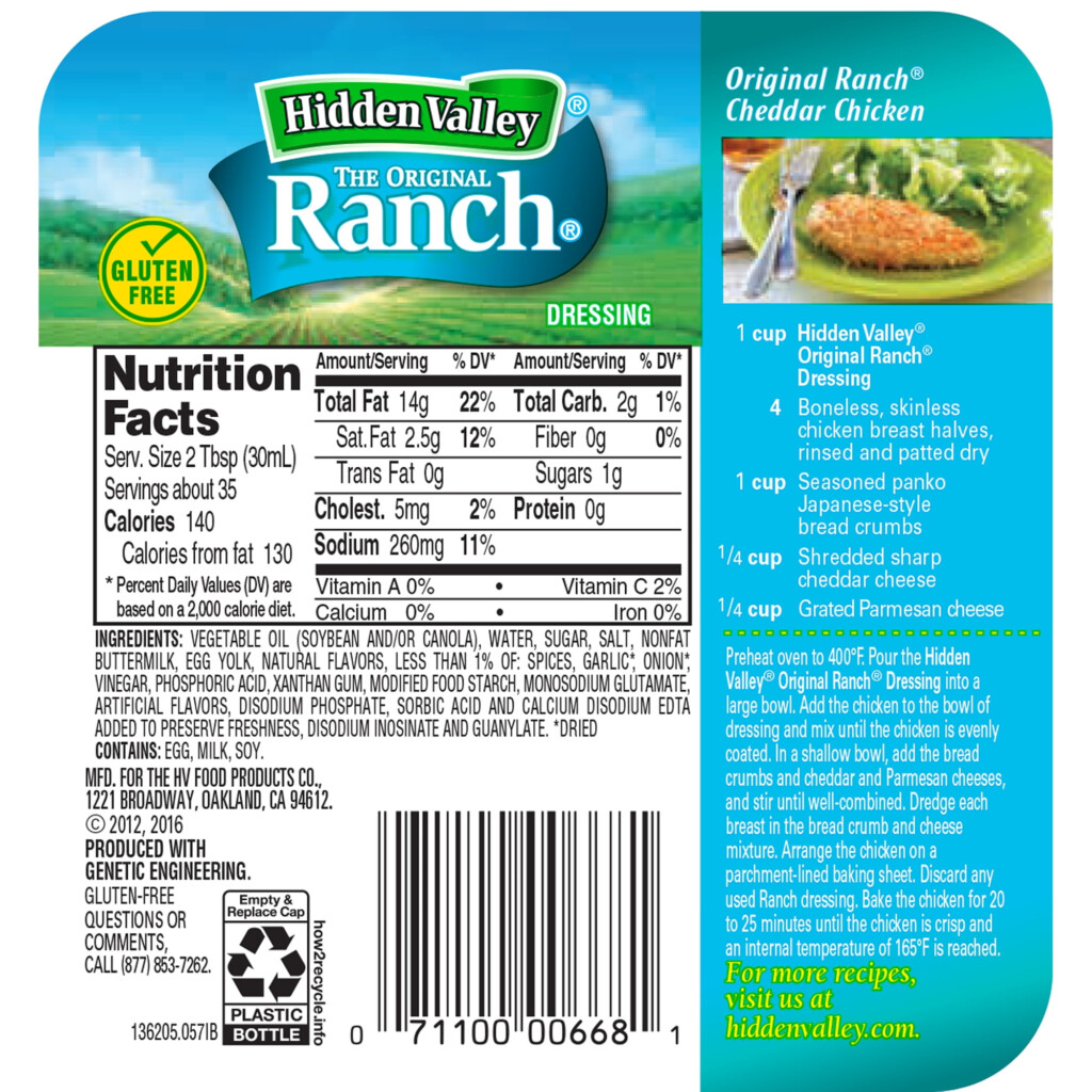 Hidden Valley Ranch Dressing Nutritional Information Besto Blog