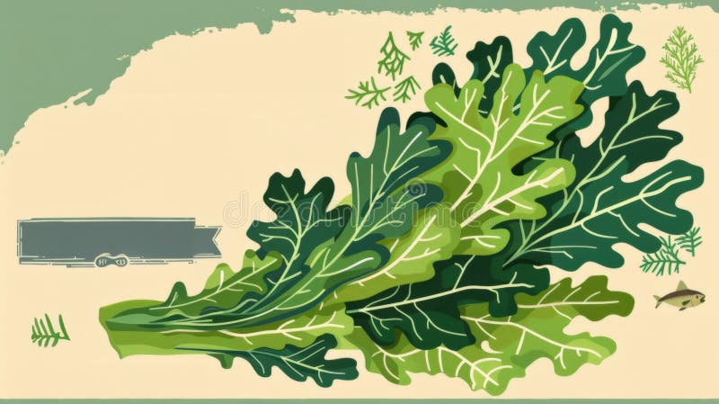 Illustration Of Kelp With Nutritional Information Banner Stock Photo 
