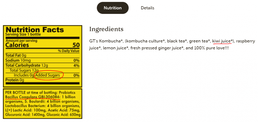 Kombucha Nutritional Label Analysis Kombucha Kamp