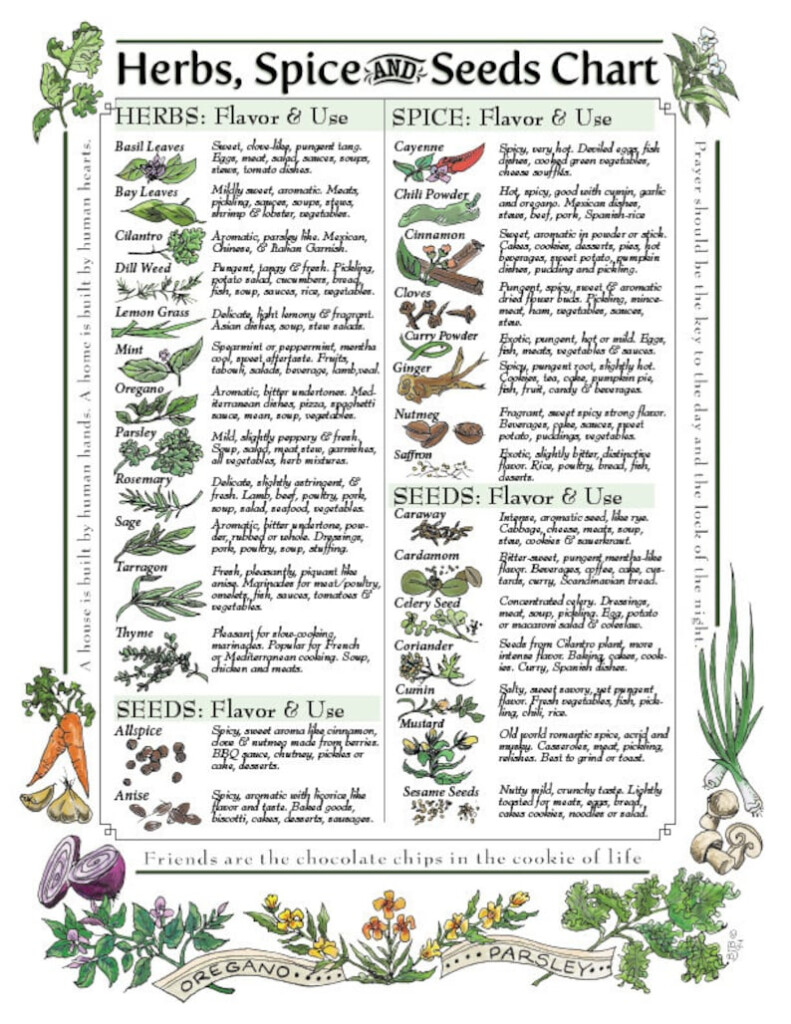 LAMINATED Healing Herbs Spices Kitchen Charts Etsy