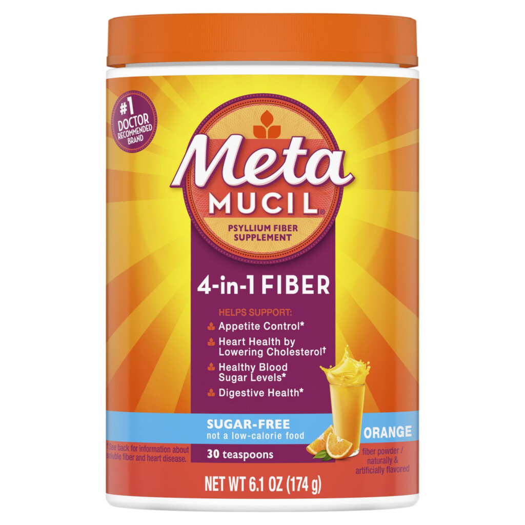 Metamucil Psyllium Sugar Free Fiber Supplement Powder Orange Flavor 30 Tsp