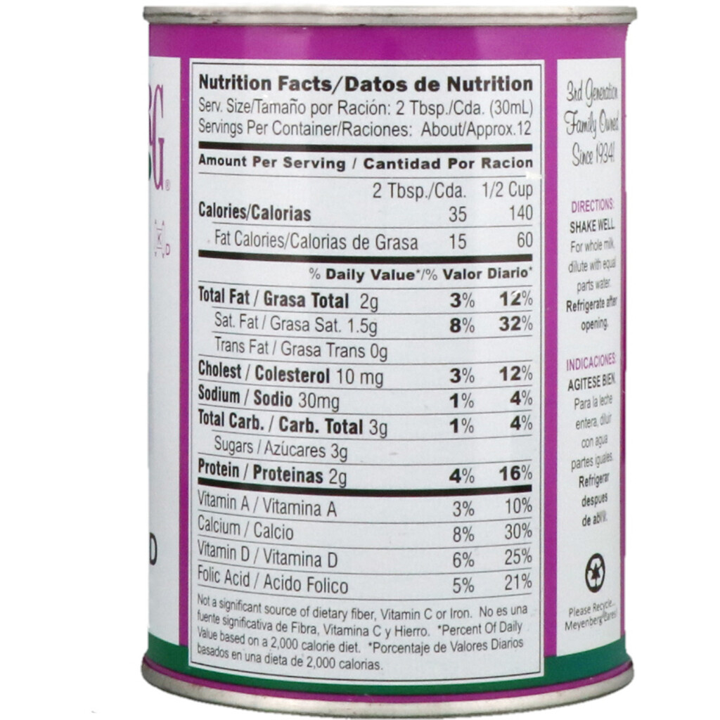 Meyenberg Goat Milk Nutrition Facts Besto Blog