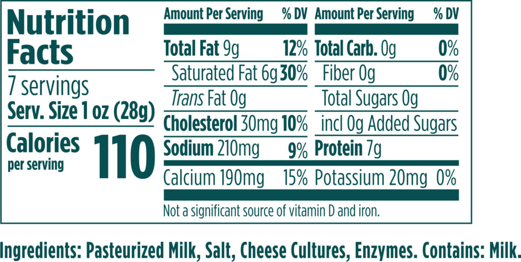 Natural Aged Cheddar Cheese Wedge Nutritional Information Truly 