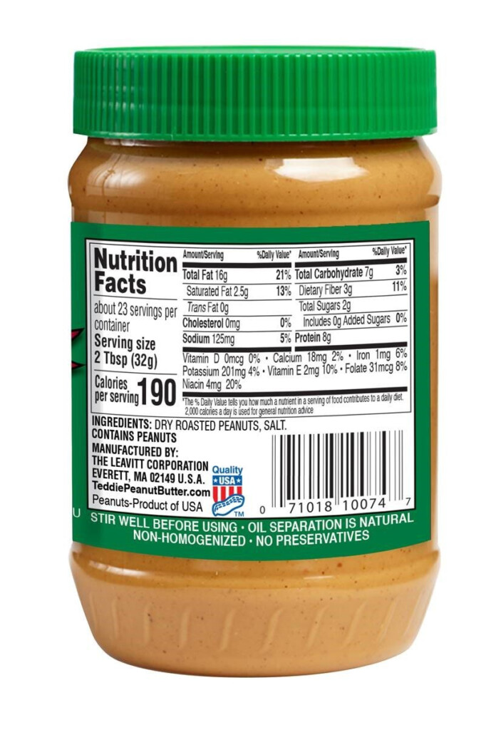 Natural Peanut Butter Nutrition