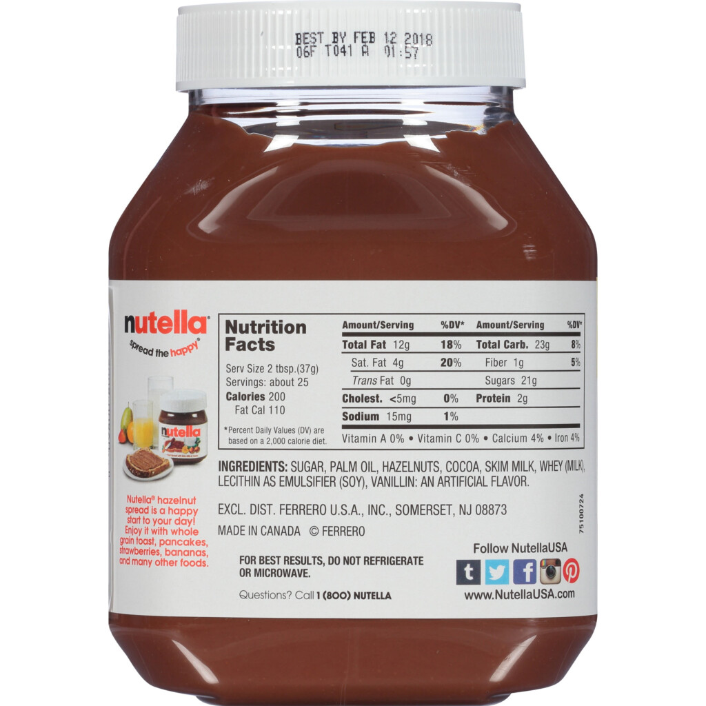 Nutella Nutritional Information Canada Besto Blog