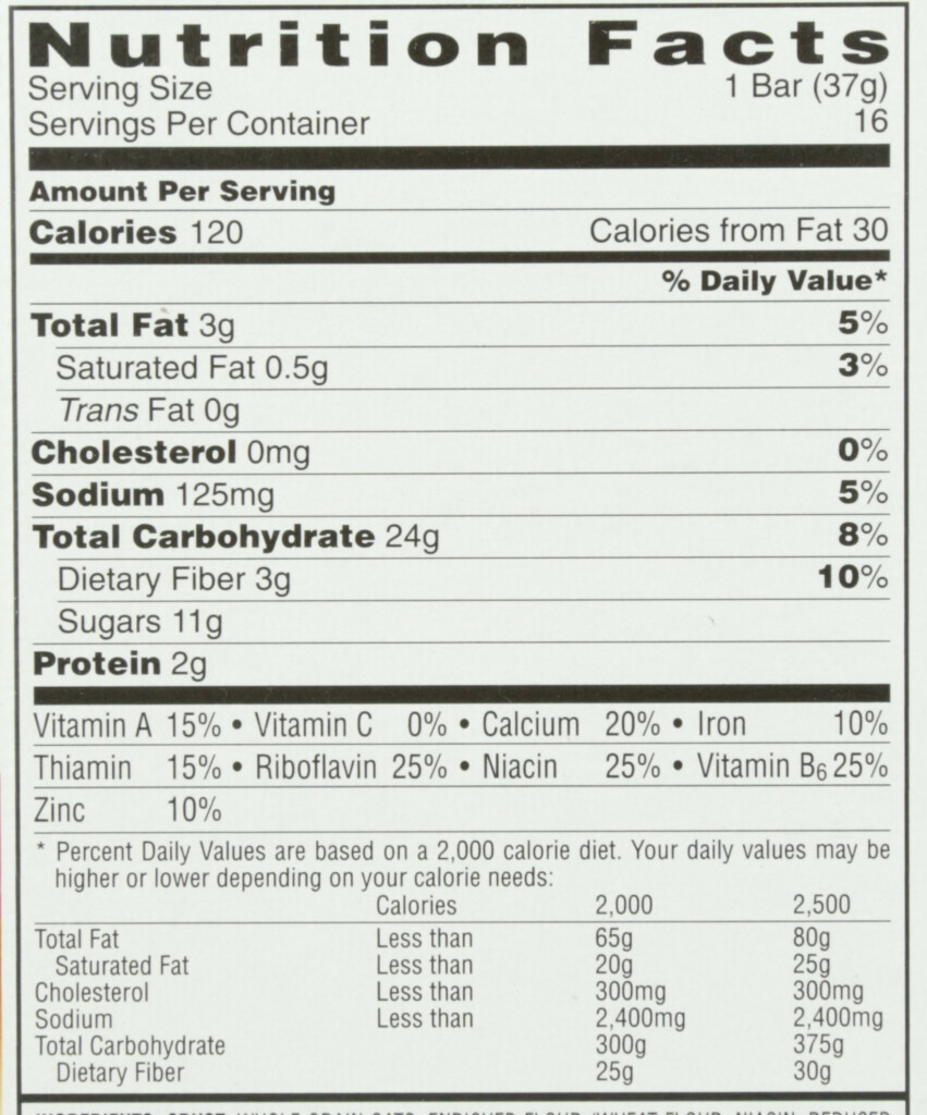 Nutri Grain Bar Nutrition Facts Strawberry Besto Blog