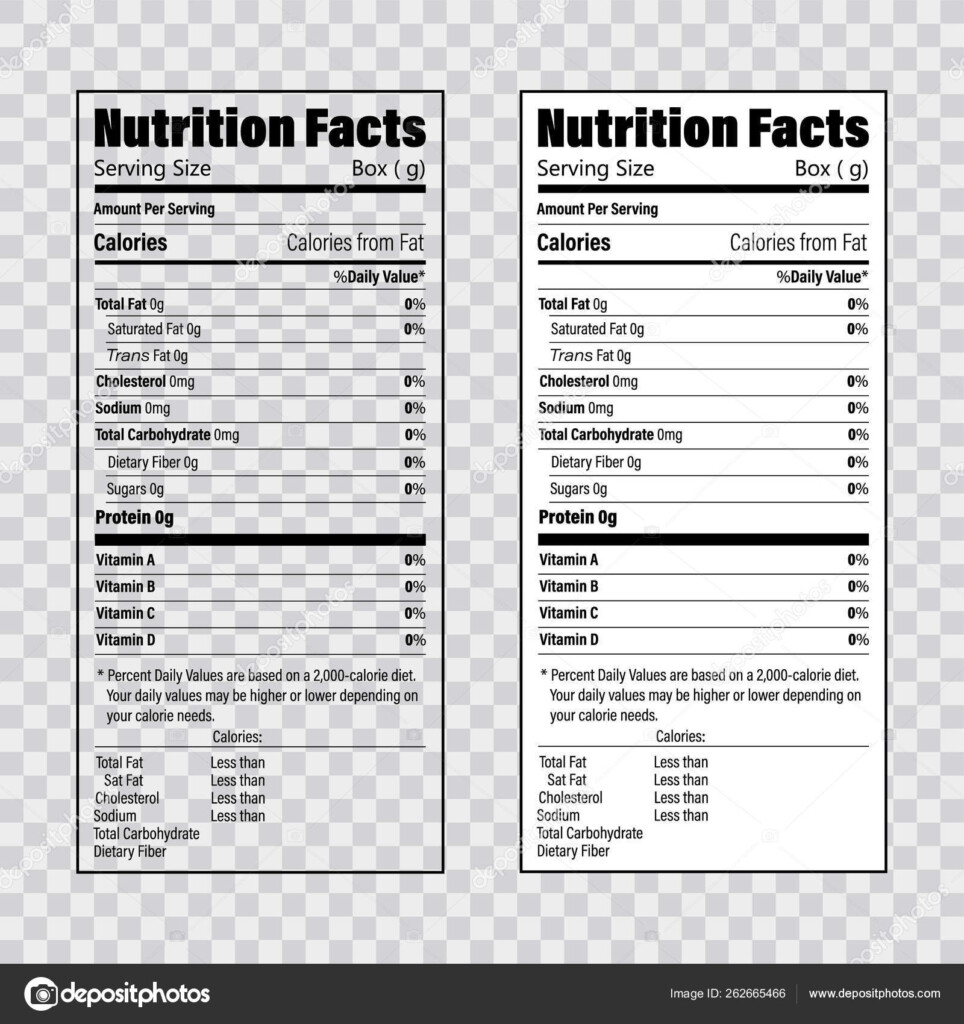 Nutrition Facts Information Label Template Daily Value Ingredient 