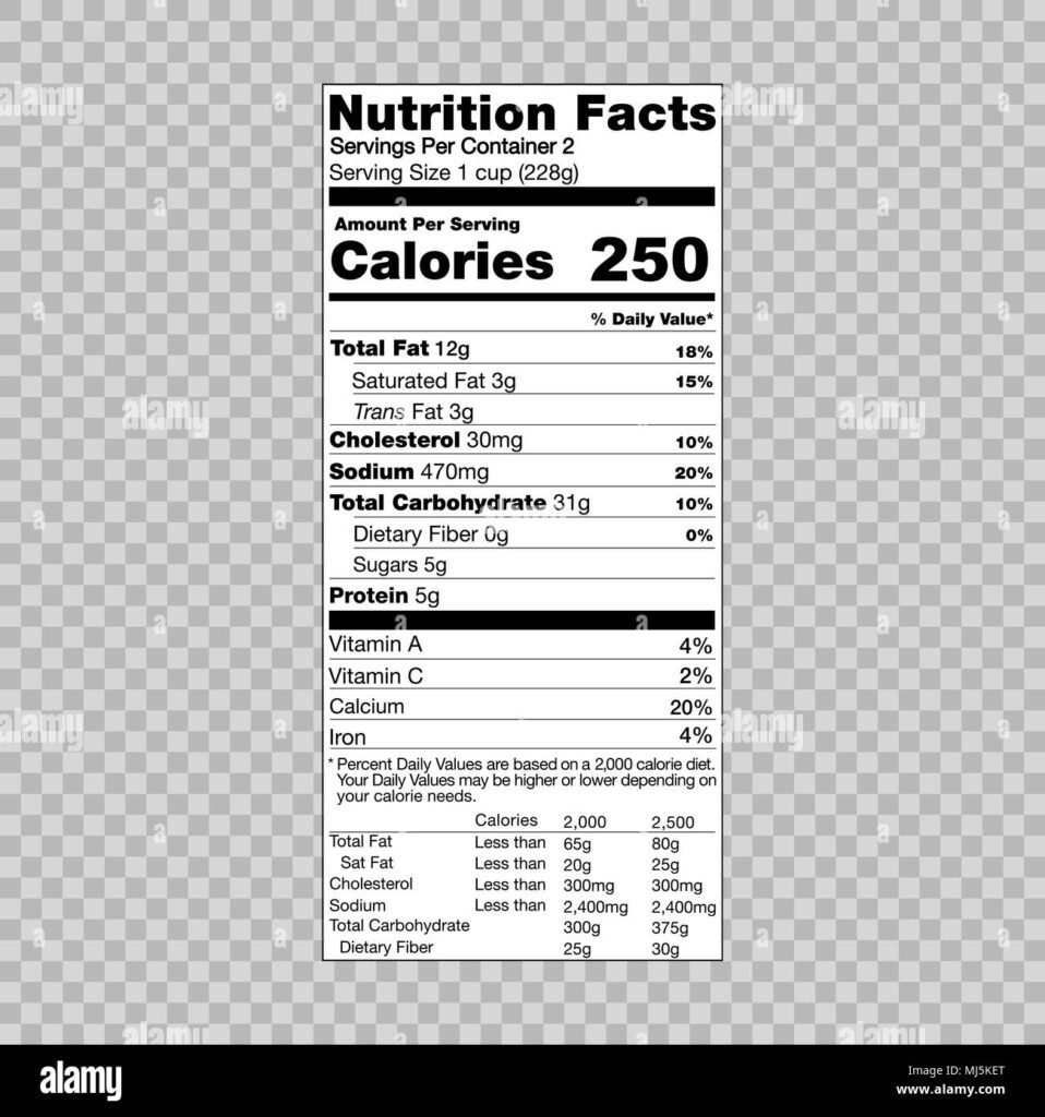 Nutrition Facts Information Template For Food Label Stock Vector Image 