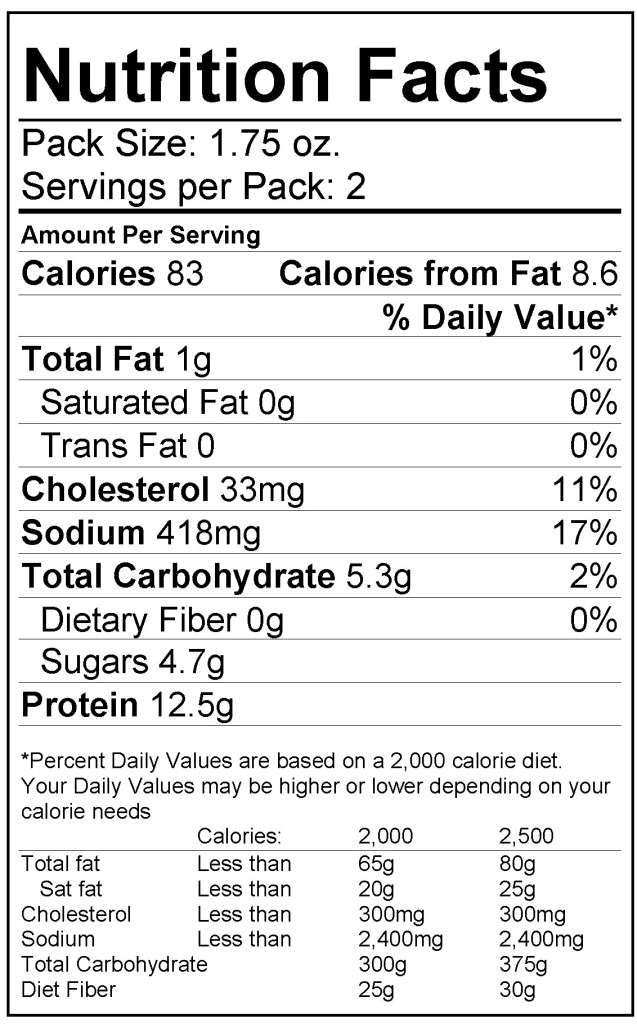 Nutritional Info Chef Craig 39 s Beef Jerky