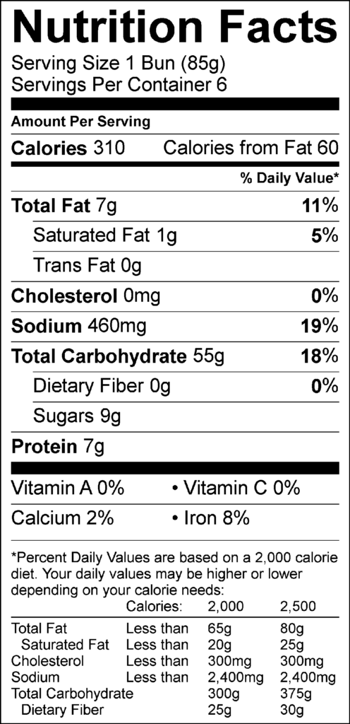 Nutritional Information Baker 39 s Field Flour Bread