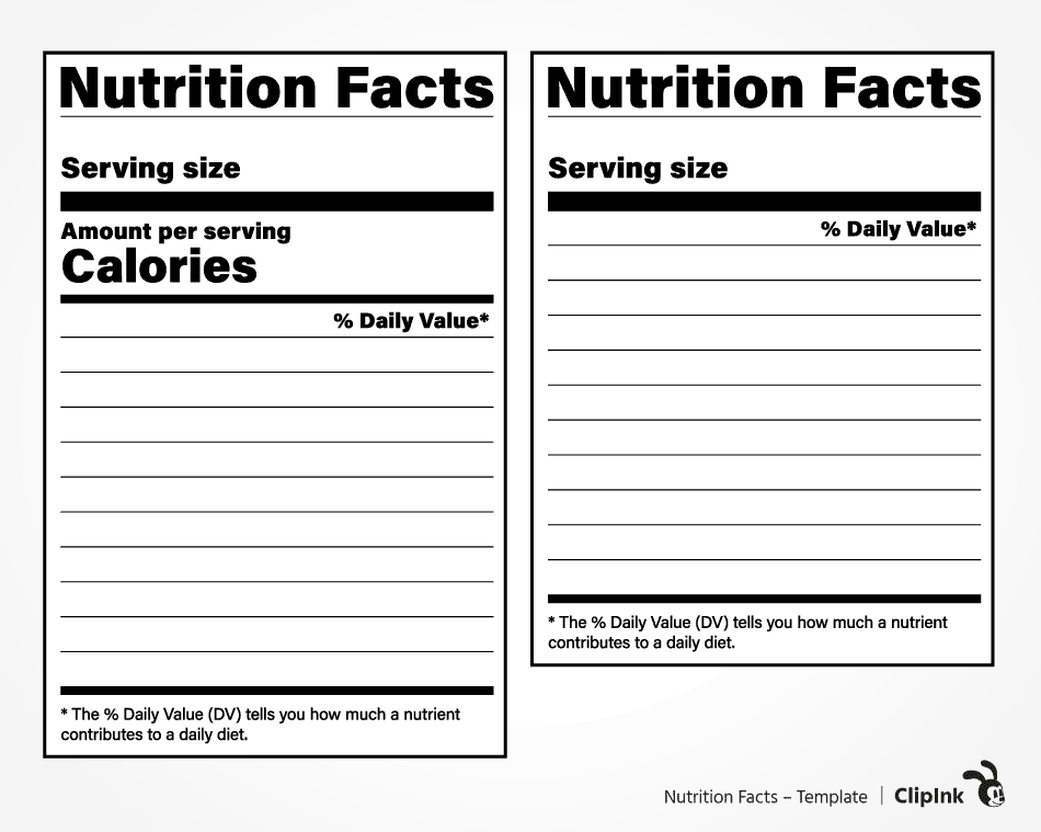 Nutritional Label Template