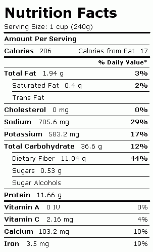 Pinto Beans Canned Nutrition Facts Food Labels