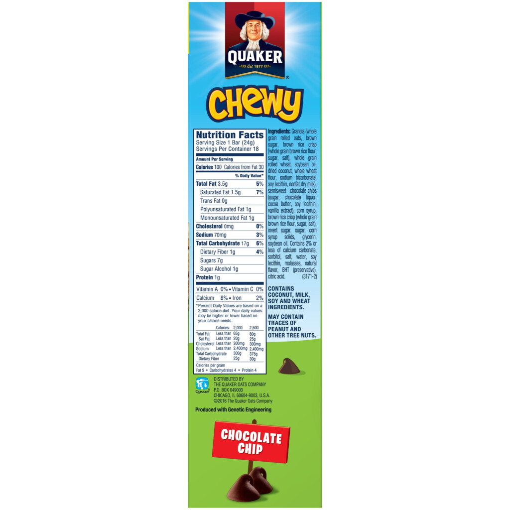 Quaker Oats Granola Bar Nutrition Information Bios Pics