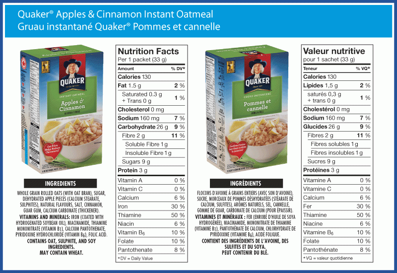 Quaker Oats Instant Oatmeal Nutritional Information Besto Blog