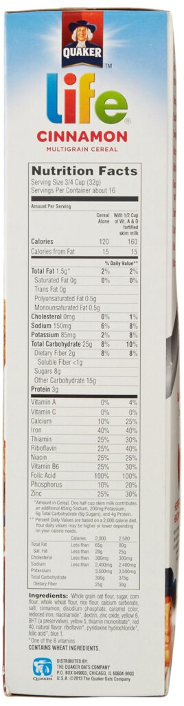 Quaker Oats Life Cereal Nutrition Facts Nutrition Ftempo