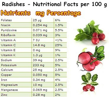 Radishes Nutrition