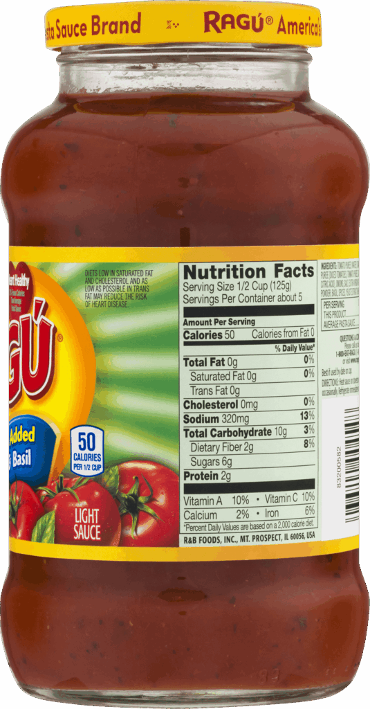 Ragu Alfredo Sauce Nutrition Label Nutrition Ftempo