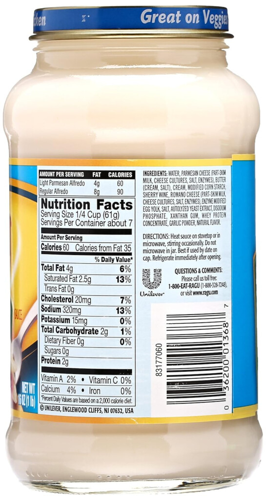 Ragu Alfredo Sauce Nutrition Label Nutrition Ftempo