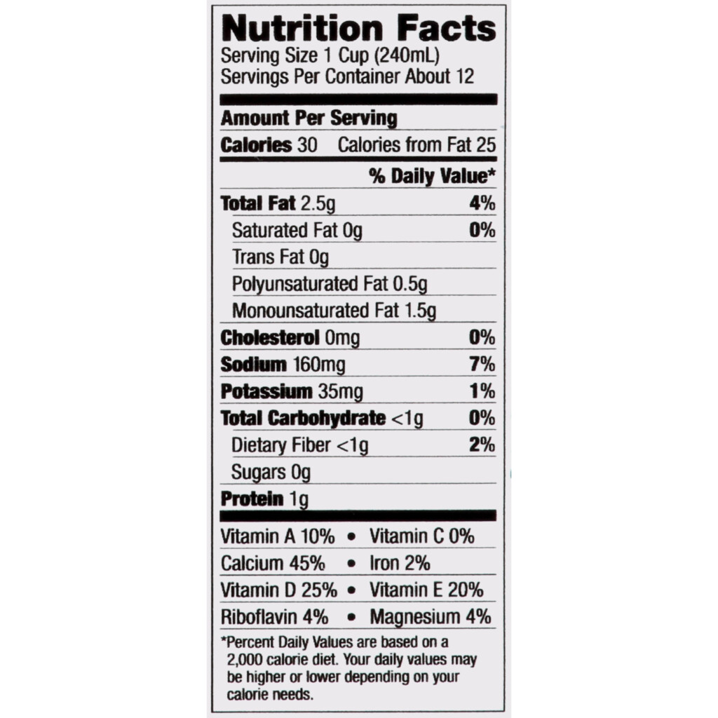 Silk Unsweetened Almond Milk Nutrition Facts Besto Blog