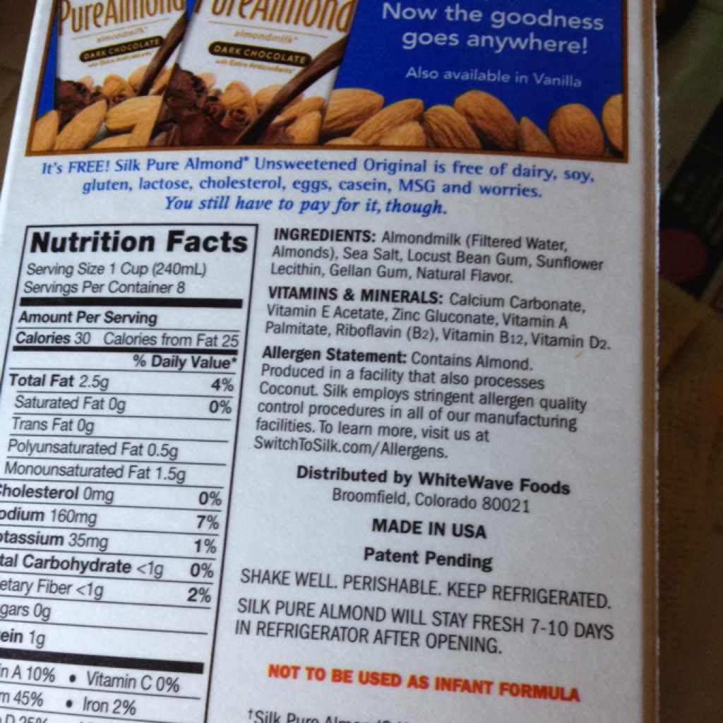 Silk Unsweetened Almond Milk Nutritional Info Besto Blog