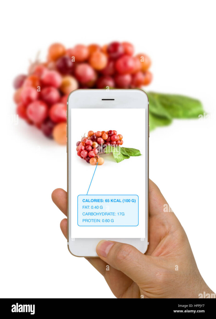 Smart Device Screen Showing Food Grape Nutrition Information Using 