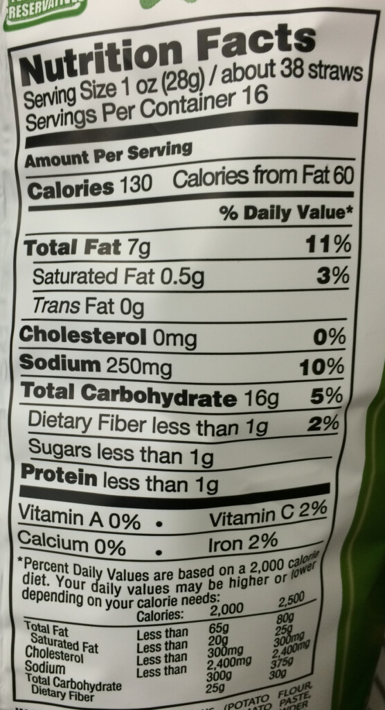 Veggie Straws Nutrition Information Besto Blog